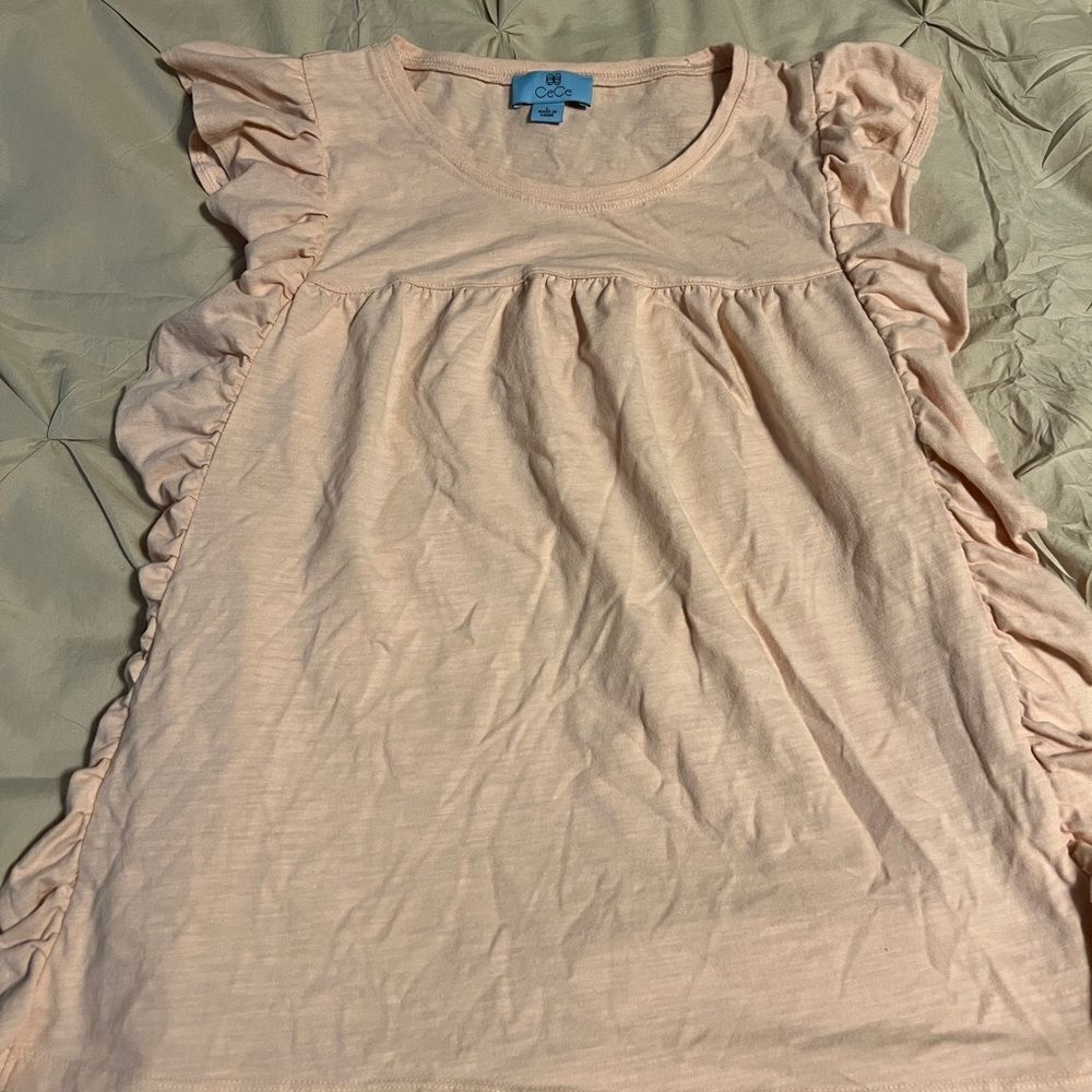 Ruffled Sleeve Blush Pink Top